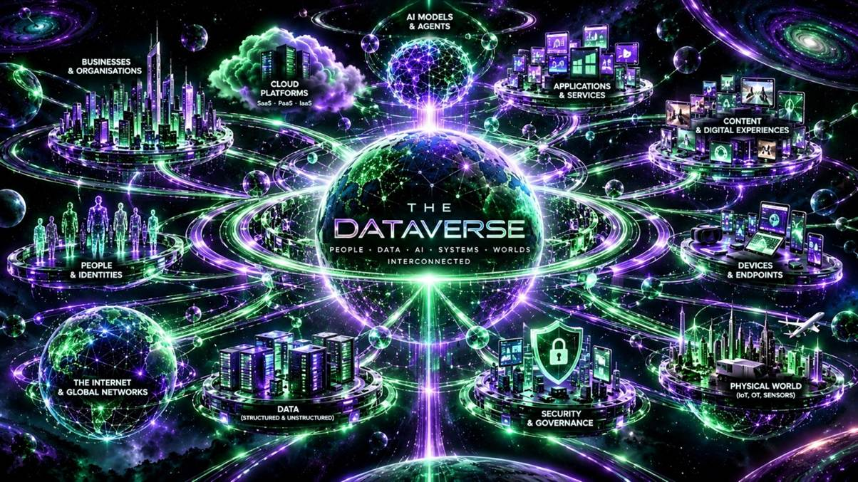 The Dataverse connects people, businesses, cloud platforms, AI, data, devices and security governance.